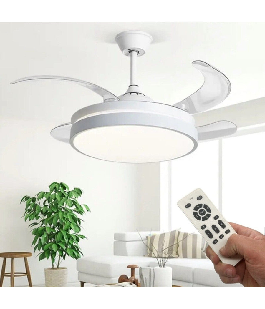 LAMPADARIO LED CON VENTILATORE A SCOMPARSA